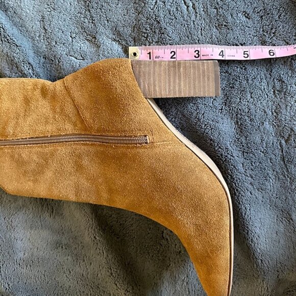 Tall Ankle Brown Suede Booties Tan Women's Size 8.5 Fringe Pointed Toe - Picture 7 of 11